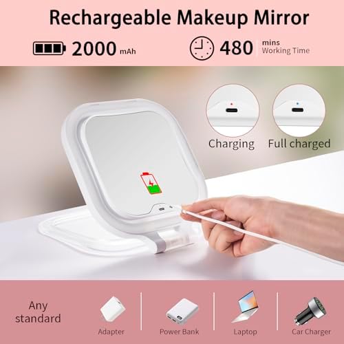 Travel Makeup Mirror with Lights & 1X/10X Magnifying Vanity Mirror 7" - Image 4