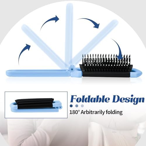 Folding Hair Brush with Mirror, Portable Travel Hairbrush for Women - Image 2