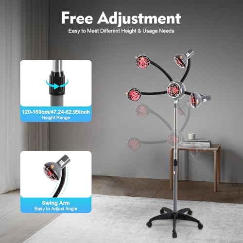 Black 5 Head Infrared Hair Steamer with 5 Universal Rolling Wheels - Image 3