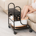 OmySalon Pedicure Cart Foot Bath Trolley, Adjustable Height Salon Trolley with PU Cushion, Portable Nail Esthetician Cart for Manicure & Foot Massage, Beauty Spa Supplies with Locking Wheels (Black) by OmySalon