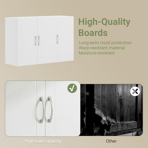 SoBuy Bathroom Wall Cabinet, Large 3-Door, 23.6 x 11.8 x 35.4 in, White - Image 5