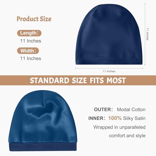 DEMAZALO 3Pcs Silk Satin Bonnet for Sleeping Hair Bonnet for Women Men - Image 4