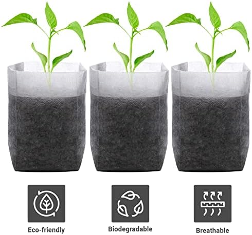 GREANER Biodegradable Seed Nursery Bags - 6.6x7.8 inches, 100PCS Non-Woven Plants Grow Bags for Vegetables, Fabric Seedling Pots Plants Pouch for Flower Fruit Tree, Garden Agricultural Supply - Image 4