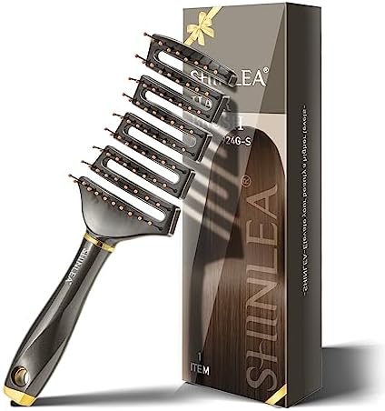 SHINLEA Curved Detangling Brush for Curly Hair, Professional Vented Anti-Tangle Brush for Wet & Dry, Ideal for Textured 2A to 4C Hair and Thick Blow Drying by SHINLEA