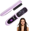 Go Brush Pro for Short Hair 2026, Portable Straightener Brushs for Travel, with LCD Temperature Display, Fast Heating Cordless Mini Hair Brushs(Purple) by KNISUZYouDerserveIt