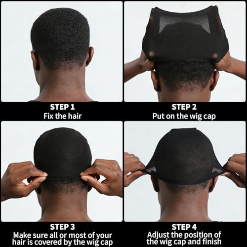 Fandamei Wig Cap for Men, 4PCS Black Hair Stocking Cap, Nylon Wig Caps Black, Hair Net for Men, Stretchy, Natural, Lightweight Wave Caps - Image 7