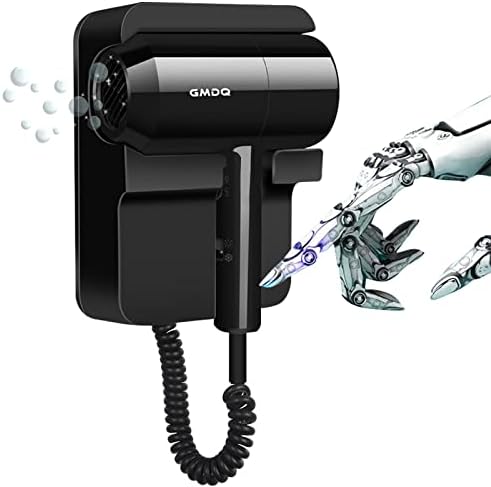 Hotel Wall Mounted Hair Dryer for Bathroom,Restroom Professional Blow Dryer,with Stand Rack,Specialised Motor for Salon,Fast Drying - Gifts【Massage Comb, Screws+ Adhesive】 110V by GMDQ