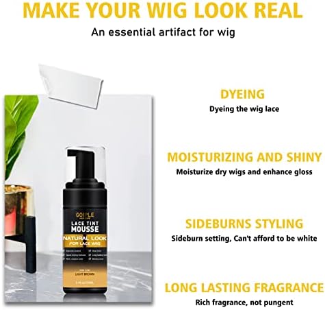 Lace Tint Melting Mousse for Women's Toupees, Hairpieces and Wigs - Natural Finishing Color, Wig Glue and Tool Set (Light Brown) - Image 5