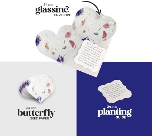 24 Favor Set, Mixed Heart Gift Wrap Tags with Wildflower Seeds - Image 3