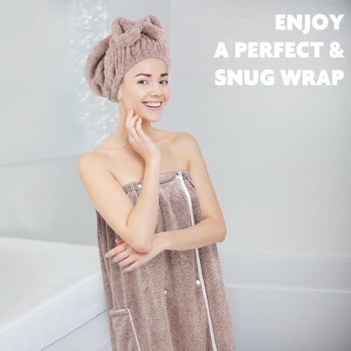 SUNLAND Microfiber Women Bath Towel Wrap & Hair Drying Towel Set, 32"x60" - Image 6