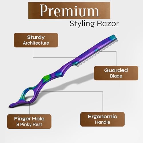 Facón Hair Razors for Cutting Hair - Professional Styling Razor Kit with 11 Replacement Blades, Stainless Steel Hairs Cutting Tool for Salon & Home, Premium Cutting Thinning Texturizing Faether Razor - Image 6