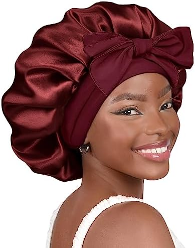 YANIBEST Adjustable Silk Bonnet for Sleeping Women Double Layer Satin Bonnet Reduce Friction Prevent Frizz Curly Hair by yanibest