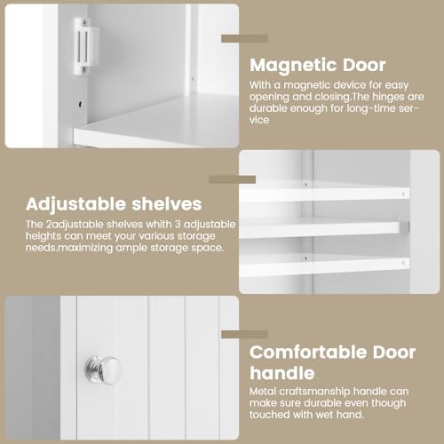 Iwell 66.9" Tall Bathroom Storage Cabinet with 2 Doors & 1 Drawer - Image 6