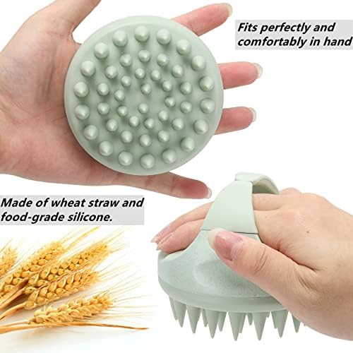 Hair Scalp Massager Shampoo Brush Silicone Scalp Scrubber Head Scrubber Exfoliating Brush - Green - Image 3