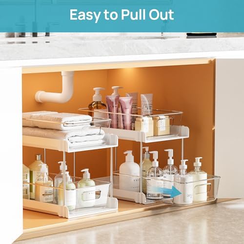Vtopmart 4 Pack Pull Out Bathroom Under Sink Organizer (S-Standard, White) - Image 4