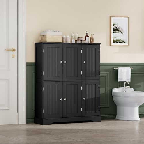 ChooChoo Bathroom Floor Cabinet with 6 Doors and Adjustable Shelves - Image 2