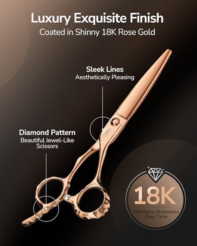 ULG Professional Hair Cutting Scissors with Luxury 18K Rose Gold Finish 6.5" Barber Scissors 440C Japanese Stainless Steel Hand-Honed Razor Sharp Blades Offset Handles Tension Adjustable, Right-Handed - Image 3