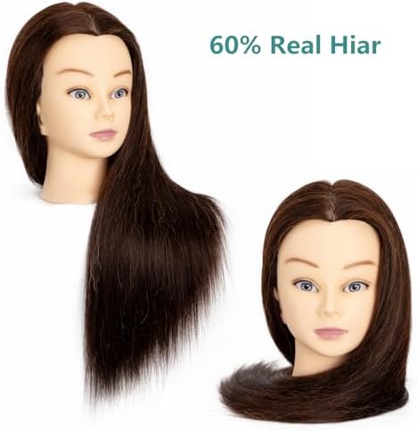 20Inch Real Hair Female Mannequin Head with Stand - Image 6