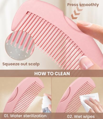 Dandruff Comb Removal 2PC Hollow Fine Tooth Scalp Detox Hair Care Tool (Pink 1PC) - Image 3