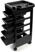 Hair Styling Salon Trolley Cart with Wheels and 5 Drawers,Rolling Cart for Hair Stylist, Beauty Salon Equipment,Tattoo(Black) by DAMGOLOZA