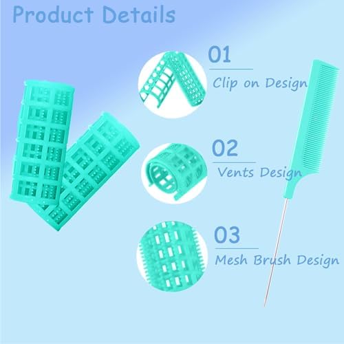 24PCS Plastic Hair Rollers Set 2.0cm/0.8in Heatless Rollers Hair Curlers Snap on Rollers Self Grip Rollers Hairdressing Curlers Tools for DIY Hairdressing Hair Salon (Green) - Image 3