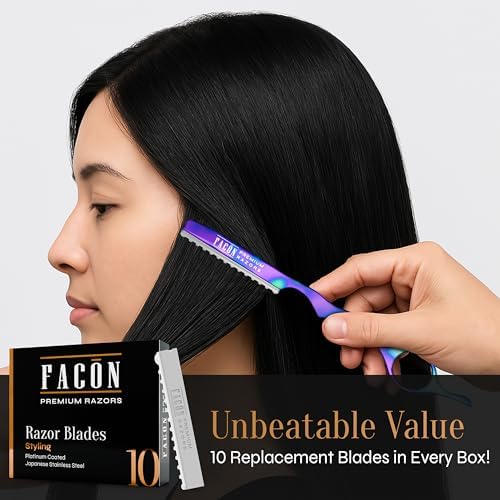 Facón Hair Razors for Cutting Hair - Professional Styling Razor Kit with 11 Replacement Blades, Stainless Steel Hairs Cutting Tool for Salon & Home, Premium Cutting Thinning Texturizing Faether Razor - Image 5