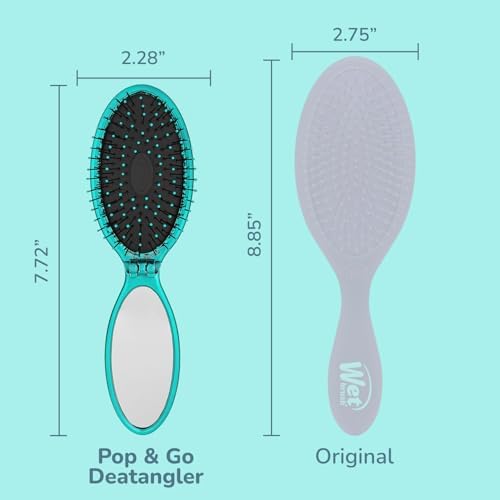 Wet Brush Pop Go Detangler, Blue Teal - Foldable, On-The-Go Design,Travel Brush,Ultrasoft IntelliFlex Bristles,Detangling Hairbrush,Built-In Mirror Handle, Wet&Dry,All Hair Types, 2 Count (Pack of 12) - Image 4