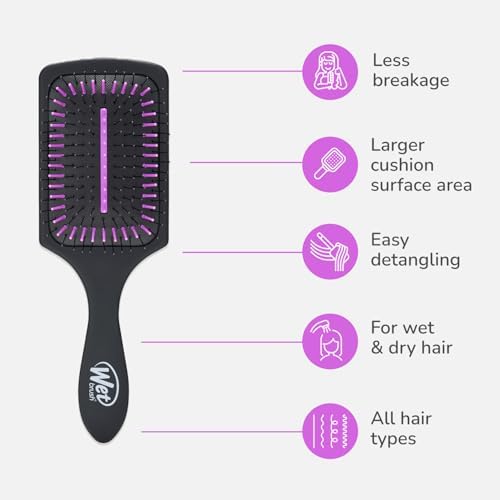 Wet Brush Refresh and Extend Paddle Detangler, Black, Detangling Brush with Infused Charcoal Ultra-Soft IntelliFlex Bristles For All Hair Types, Removes Dirt, Excess Oils & Impurities - Image 4