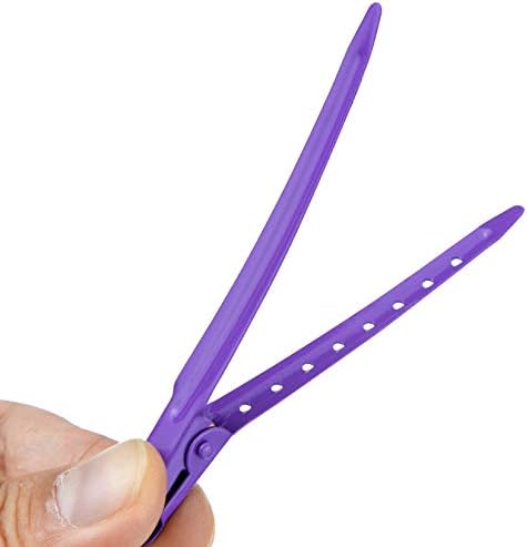 24 Packs Duck Bill Clips, Bantoye 3.35 Inches Rustproof Metal Alligator Curl Clips with Holes for Hair Styling, Hair Coloring, Purple - Image 3