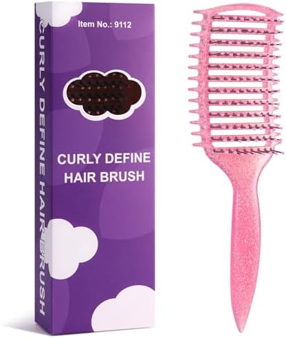 Curl Defining Brush, Vented Curly Hair Brush for Effortlessly Detangling Shaping and Defining Women's Men's Curls on All Wet or Dry Hair Types, Reduces Frizz (Flash purple) by Unknown