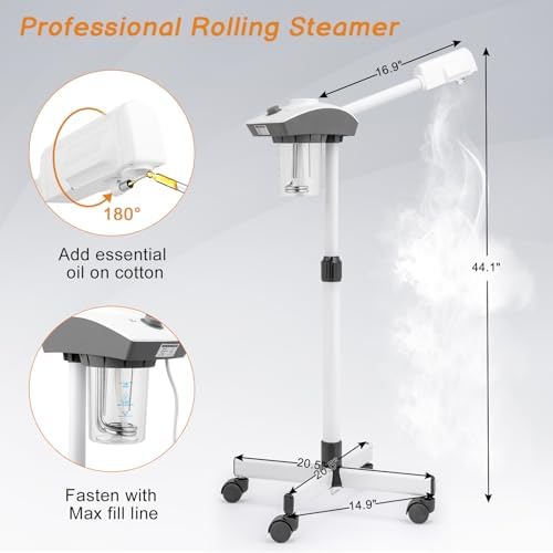 Winado Professional Facial Steamer Machine, Esthetician Steamer Humidifier Face Spa, Hot Ionic Mist Face Steamer for Home Beauty Salon, Personal Skin Care Deep Cleaning, White - Image 2