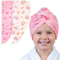 Basumee Microfiber Hair Towel Wrap for Kids Girls, Ultra Absorbent, 2 Pack by Basumee