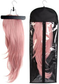 1 Pack Wig Bag Storage with Hanger Extra Long Hair Extensions Holder, Black by CISINPO