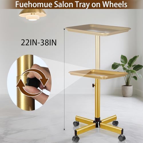Salon Tray on Wheels, Rolling Tray with Adjustable Height, Metal Feet Salon Service Tray, Ideal Use As Tattoo Tray＆Dental Tray - Image 2