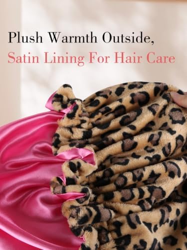 Plush Satin Bonnet for Sleeping with Bow, Cozy Winter Bonnet - Image 2