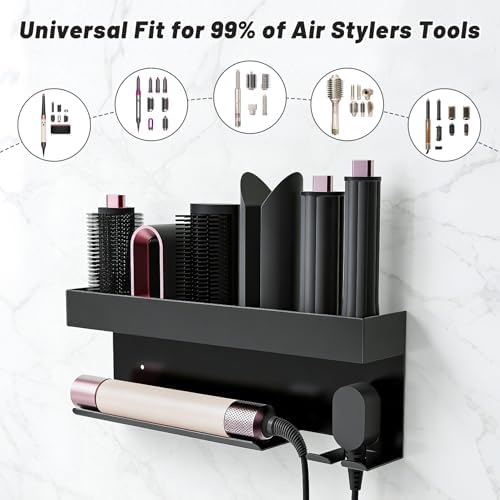 Affogato Storage Holder Compatible with Dyson Airwrap Styler, Curling Iron Wall Mount Holder Stand, Aluminum Hair Tool Organizer Rack for Bathroom - Image 4