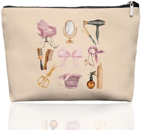 Hairstylist Gifts Women Makeup Bag, Cute Cosmetic Pouch for Hairdressers & Cosmetology Students, Hair Salon Travel Organizer Bag for Teen Girls, Aesthetic Stylist Accessories, 7.5 x 10 in by HomeArt