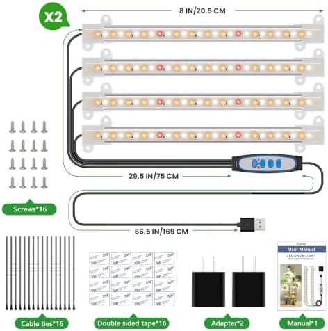 8in Grow Light Strip for Indoor Plants, Full Spectrum 4-Bar 2 Pack - Image 7