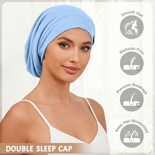 DEMAZALO 3Pcs Silk Satin Bonnet for Sleeping Hair Bonnet for Women Men - Image 3
