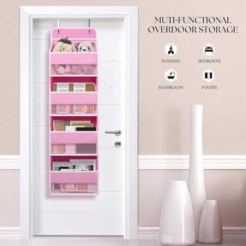 GCreation Over Door Organizer for Bedroom Bathroom Pantry, 4 Shelf Pink - Image 2