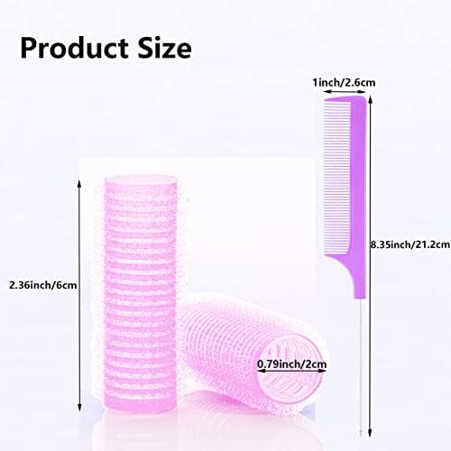 18PCS Self Grip Small Hair Curlers Heatless Roller Hair Curlers Pro Salon Hairdressing Curler DIY Curly Hairstyle Hair Rollers Tools Rat Tail Comb for Women Medium Short Hair(Pink) - Image 2