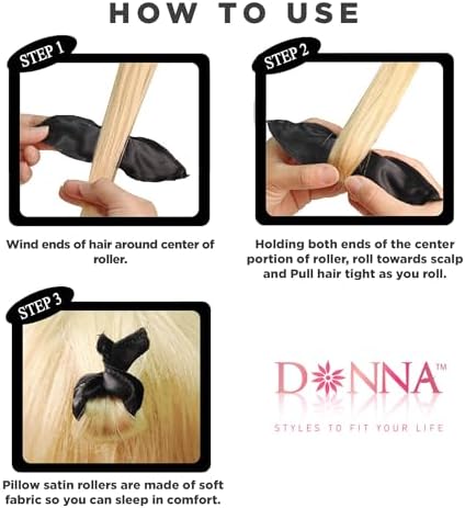 Donna Collection Pillow Satin Rollers, Black - Image 5