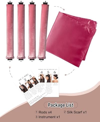 Seritant Heatless Curls Overnight with Satin Head Scarf, Velvet Hair Rollers for Blowout Look, No Heat Curling Rod for Long Thick Hair, Soft Sleep In Flexi Rods - Image 5