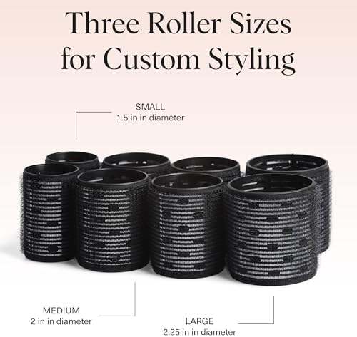 Kitsch Ceramic Hair Rollers for Women - Black, 8 Count (Pack of 1) - Image 5