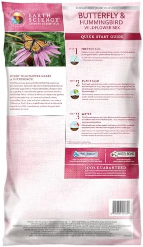 Earth Science Wildflower Butterfly & Hummingbird Mix—6 lb— 3-in-1 Premium Wildflower Seed, Plant Food and Soil Conditioners, Non-GMO for Bees, Hummingbirds, Butterflies, Pollinators - Image 2