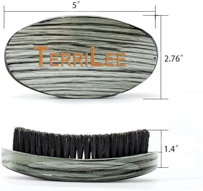 Premium Palm Wave Brush for Men 360 - Medium Hard Curved 360 Wave Hair Brushs - Made with Nature Beech & Nylon Boar Bristle Men's Hair Brush For Black Men 360 (Gery wood grain) - Image 3