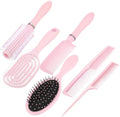 6 Pieces Detangling Styling Comb Set for Women and Men - Hair Brush for Straight, Curly, and All Hair Types(Pink) by auroray