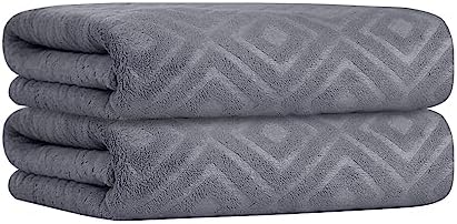 JML Microfiber Bath Towels Set of 2, 30" x 60", Grey Diamond - Image 2