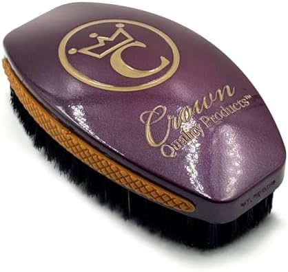 360 Wave Brush, Curved SOFT 100% Boar Bristle, PLUM, Waterproof by CrownQualityProducts