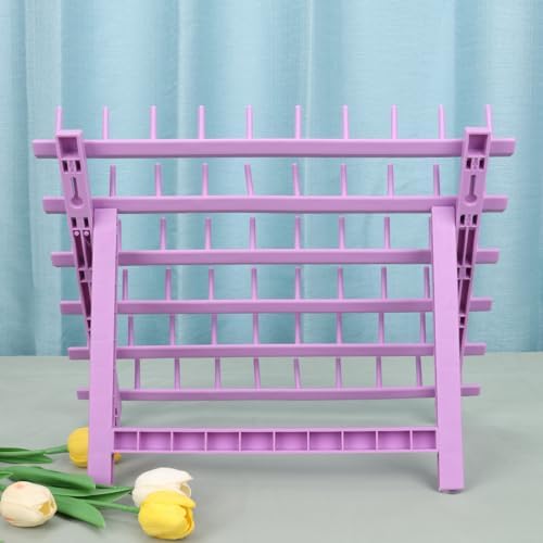 Braid Rack 60 Spools for Hair Standing Braid Hair Extension Rack Stand, Hair Separator Stand Hair Extension Holder for Stylists (Light porple) - Image 4